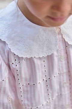 Kız Bebek Beyaz Fisto Yakalı Tunik Pembe