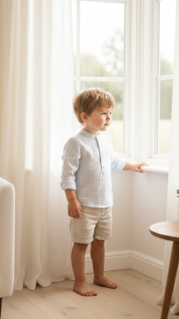 Erkek Bebek Hakim Yaka Kareli Gömlek