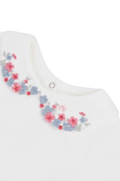 Kız Bebek Yakası Nakışlı Body