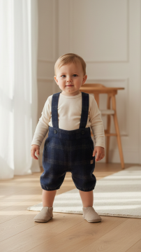 Erkek Bebek Askılı Yün Pantalon