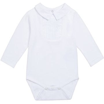 Erkek Bebek Yakası Pilili Ceremoine Body Beyaz