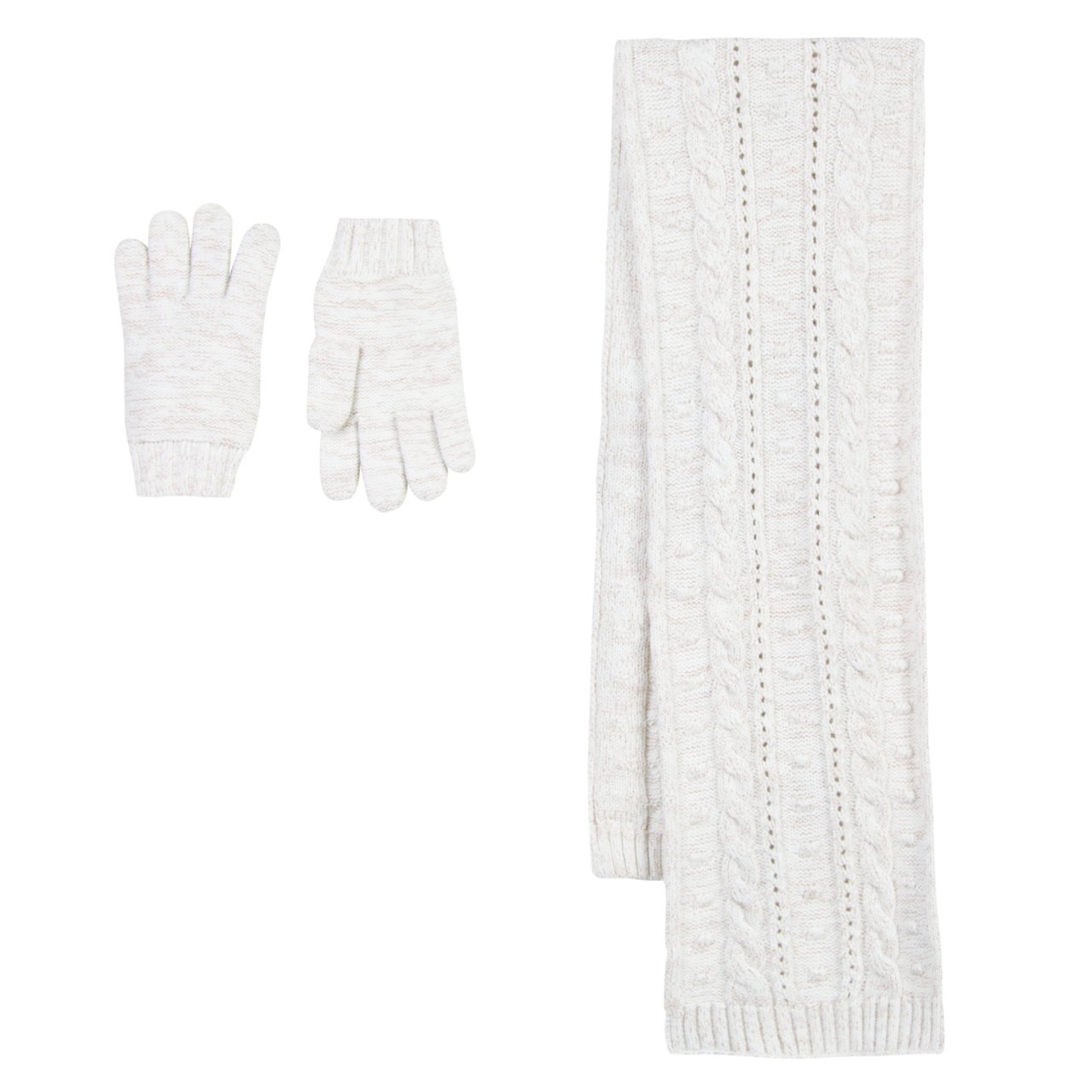 Kız Çocuk Örgü Atkı+Eldiven Set