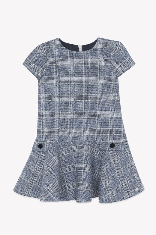 Kız Çocuk Kısa Kollu Ekoseli Elbise