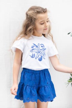 Kız Çocuk Şort Saks Mavi