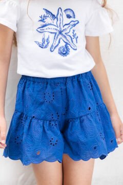 Kız Çocuk Şort Saks Mavi