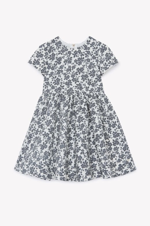 Kız Çocuk Kısa Kollu Çiçek Bskılı Şık Elbise