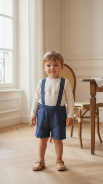 Erkek Bebek Askılı Keten Pantalon