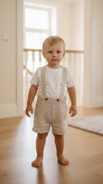 Erkek Bebek Askılı KETEN Pantalon