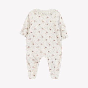 Kız Bebek Çiçek Desenli Kadife Tulum