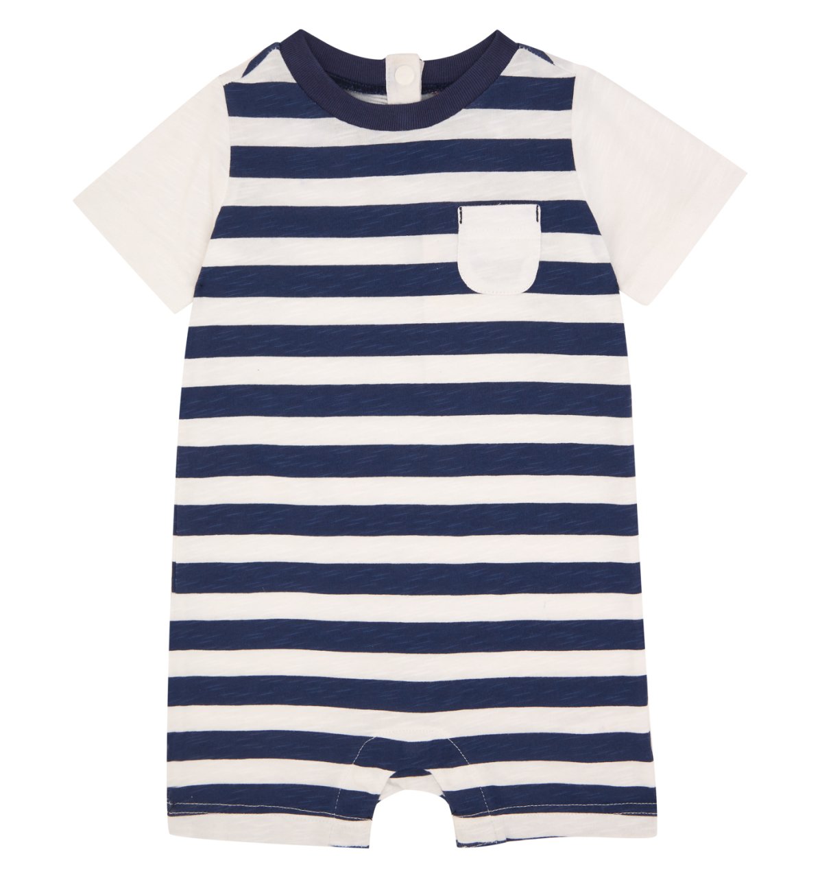 Erkek Bebek Lacivert Beyaz Çizgili Tulum