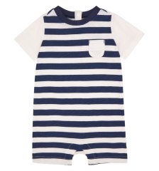 Erkek Bebek Lacivert Beyaz Çizgili Tulum