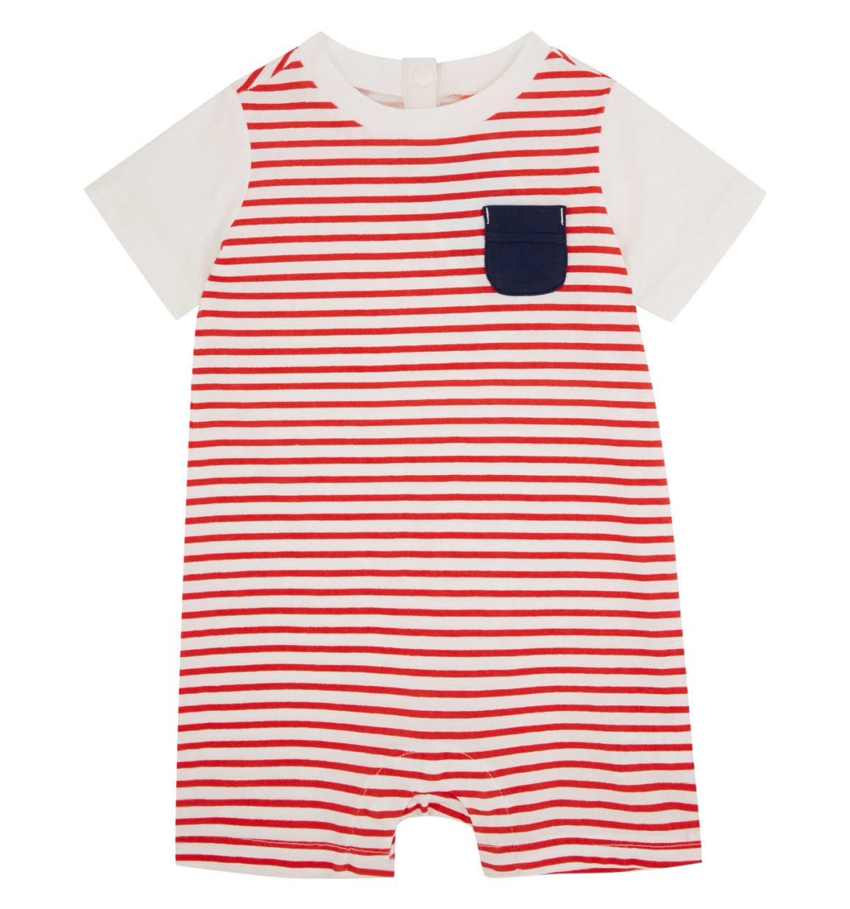 Erkek Bebek Kırmızı Beyaz Çizgili Tulum