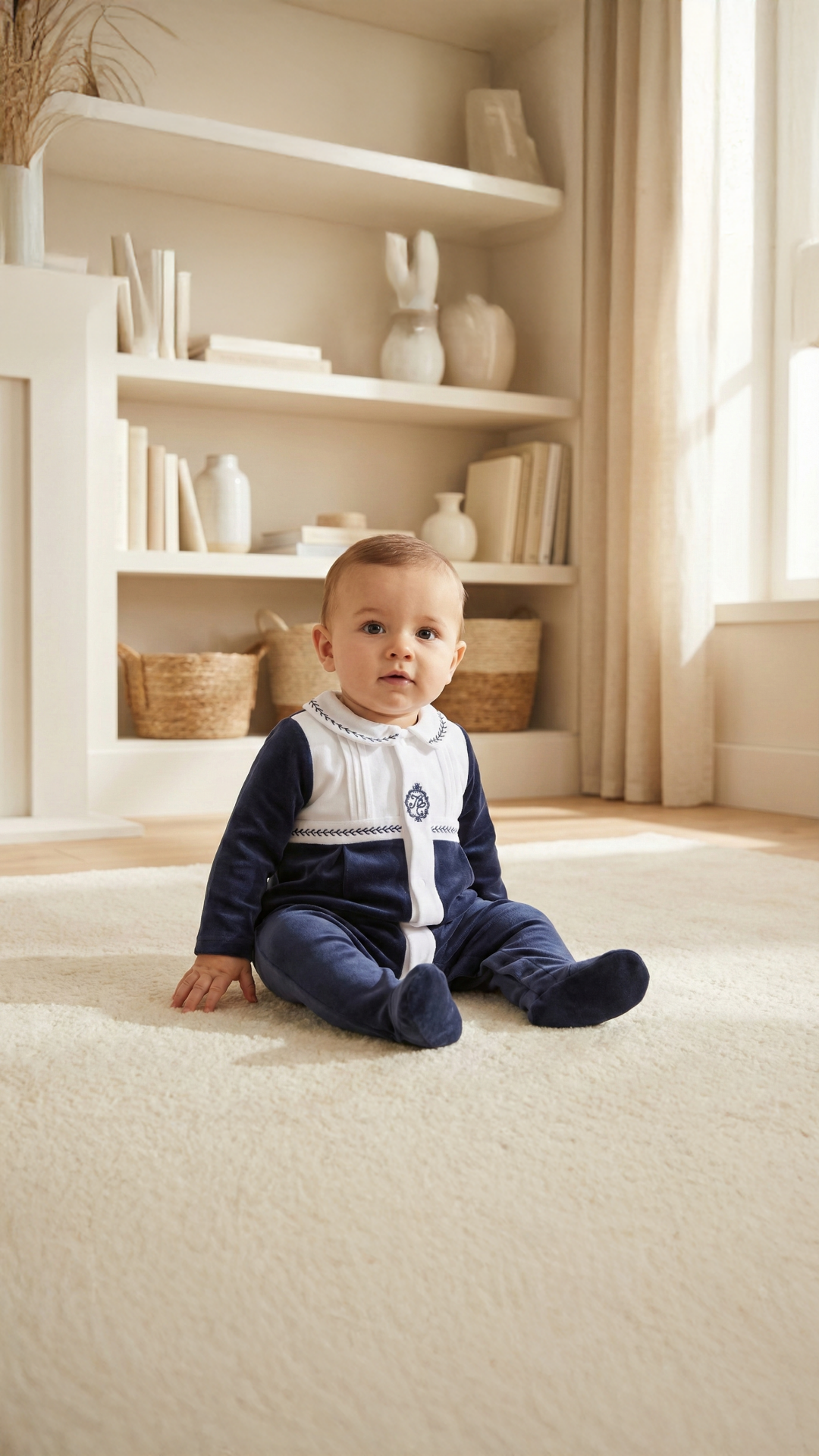 Erkek Bebek Kadife Tulum