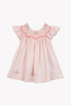 Kız Bebek Nakış Detaylı Elbise Pembe