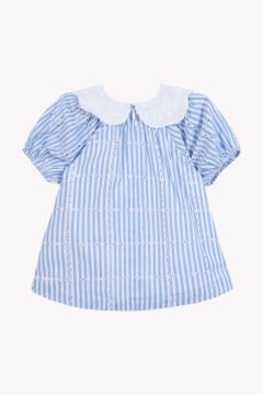 Kız Bebek Fisto Yakalı Elbise Mavi