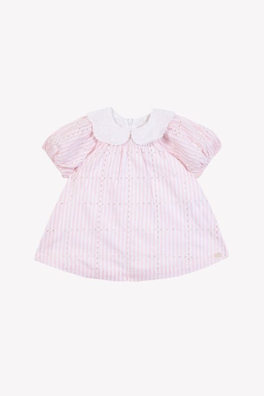 Kız Bebek Fisto Yakalı Elbise Pembe