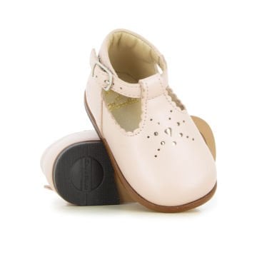 Kız Bebek Pembe Deri Ayakkabı