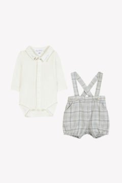 Erkek Bebek Askılı Şort + Body Takım