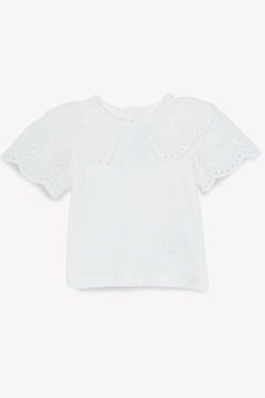 Dantel Yaka Detaylı Kız Bebek T-Shirt