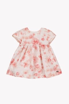 Kız Bebek Gül Desenli Jakarlı Şık Elbise