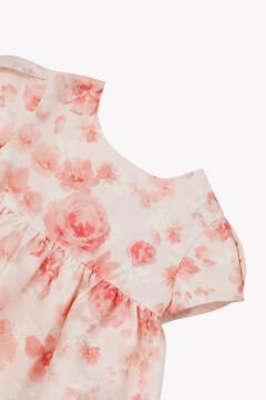 Kız Bebek Gül Desenli Jakarlı Şık Elbise