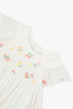 Kız Bebek Nakışlı Coton Elbise