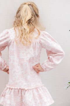 Kız Çocuk Uzun Kollu Coton Elbise Pembe