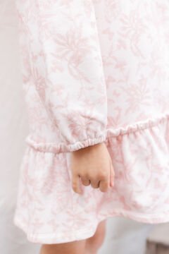 Kız Çocuk Uzun Kollu Coton Elbise Pembe