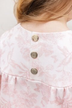 Kız Çocuk Uzun Kollu Coton Elbise Pembe