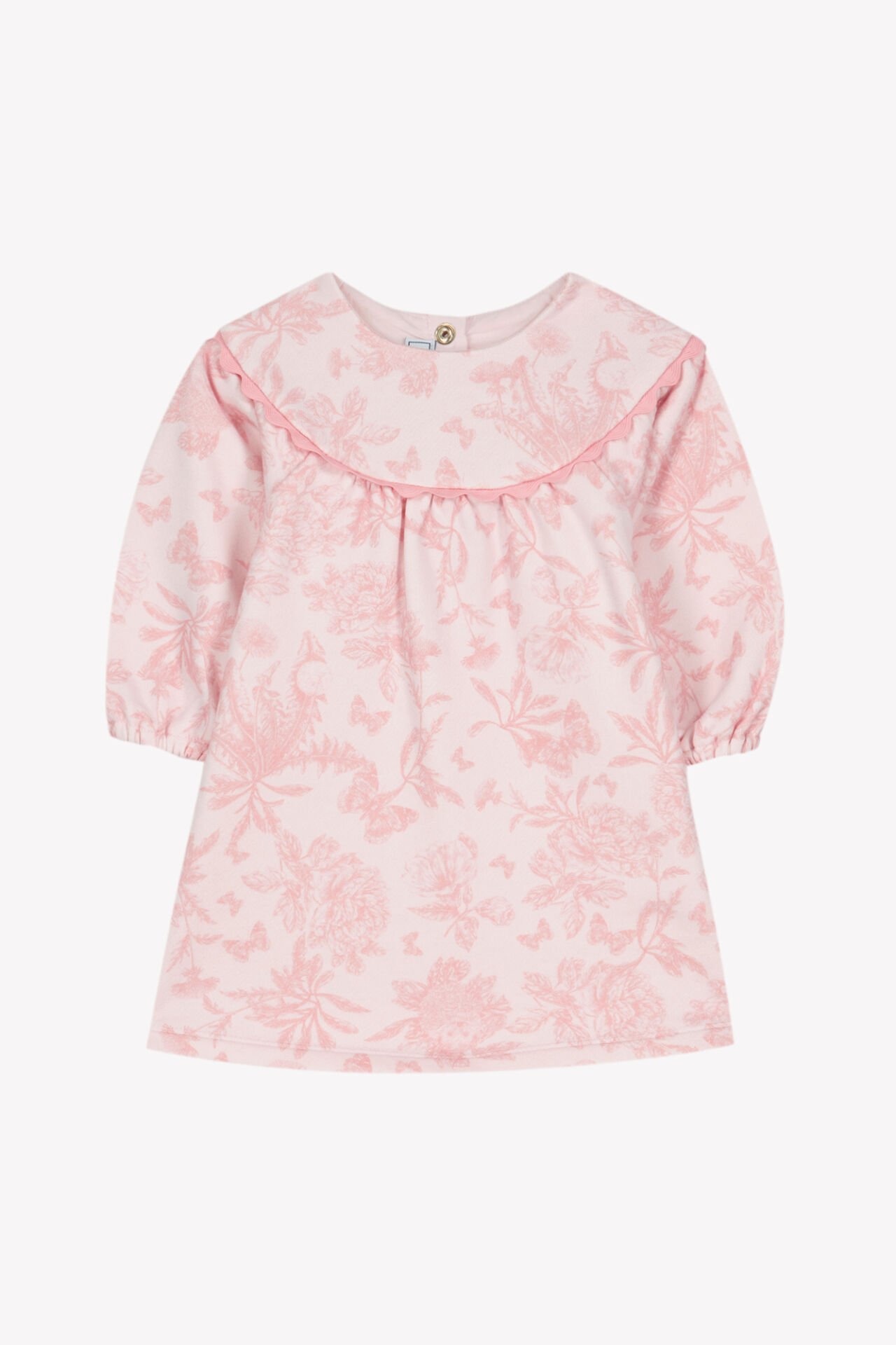 Kız Bebek Uzun Kollu Coton Elbise Pembe