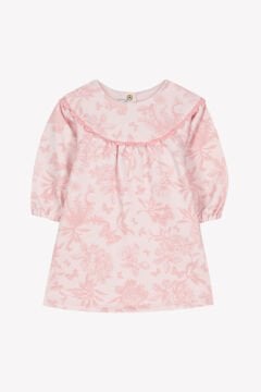 Kız Bebek Uzun Kollu Coton Elbise Pembe