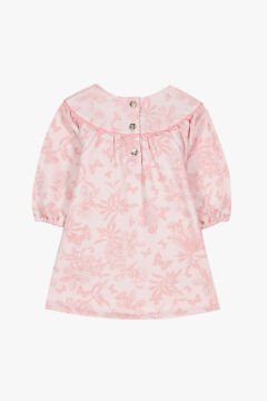 Kız Bebek Uzun Kollu Coton Elbise Pembe