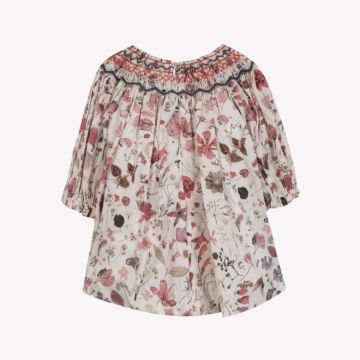 Kız Bebek Çiçek Desenli Uzun Kollu Coton Elbise