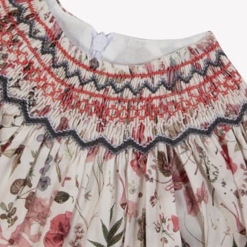 Kız Bebek Çiçek Desenli Uzun Kollu Coton Elbise