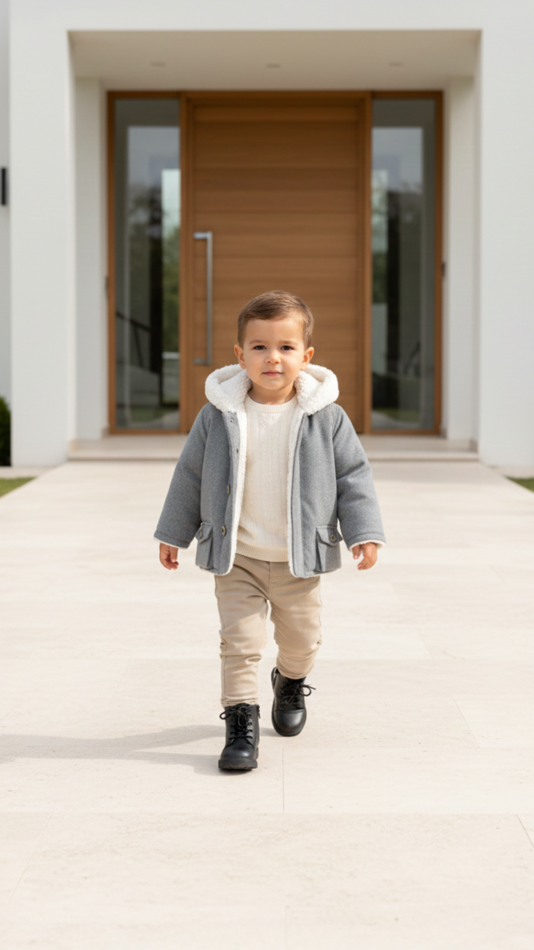 Erkek Bebek Çift Taraflı Muflonlu Parka