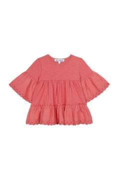 Kız Çocuk Kolları Volanlı T-Shirt