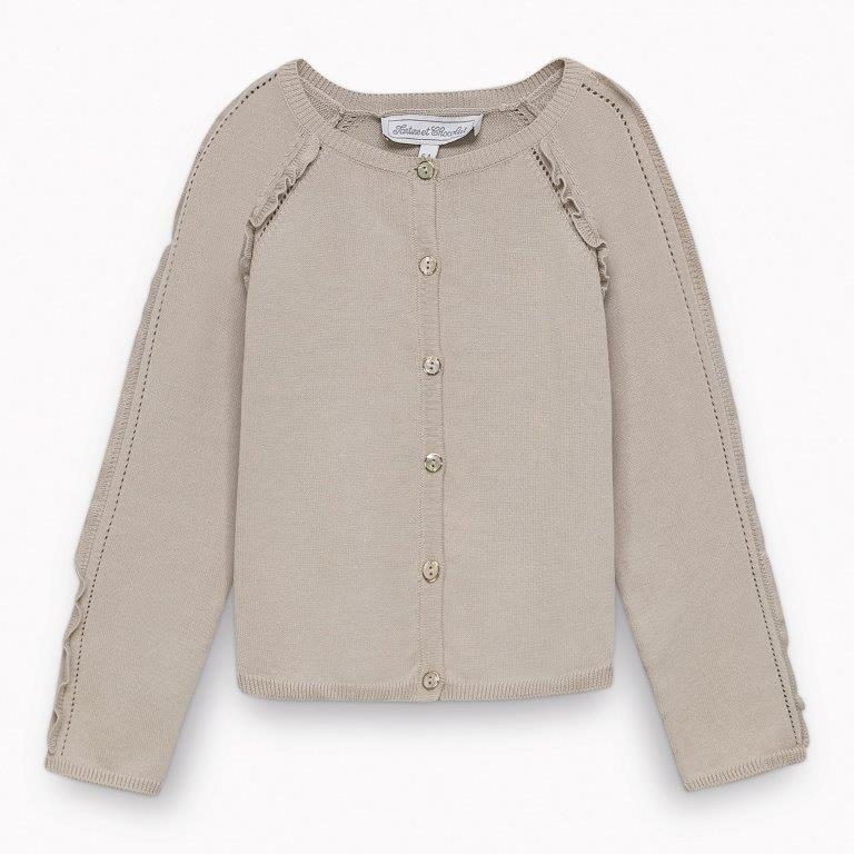 Kız Çocuk Koyu Bej Triko Hırka