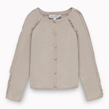 Kız Çocuk Koyu Bej Triko Hırka