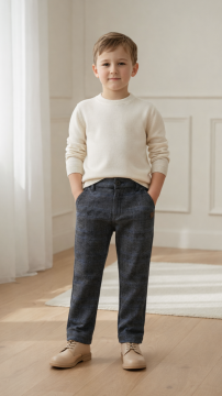 Erkek Bebek & Çocuk Cepli Kareli Pantalon