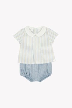 Erkek Bebek Çizgili T.Shirt + Bloomer Set