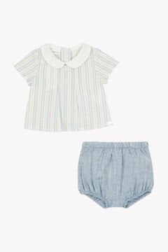 Erkek Bebek Çizgili T.Shirt + Bloomer Set