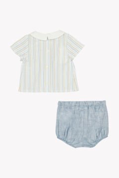 Erkek Bebek Çizgili T.Shirt + Bloomer Set