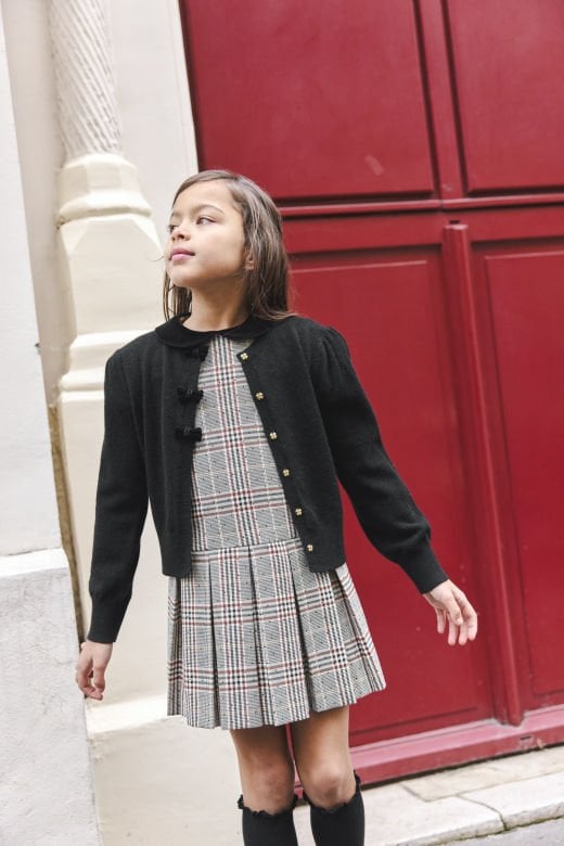 Kız Çocuk Kısa Kollu Kareli Elbise