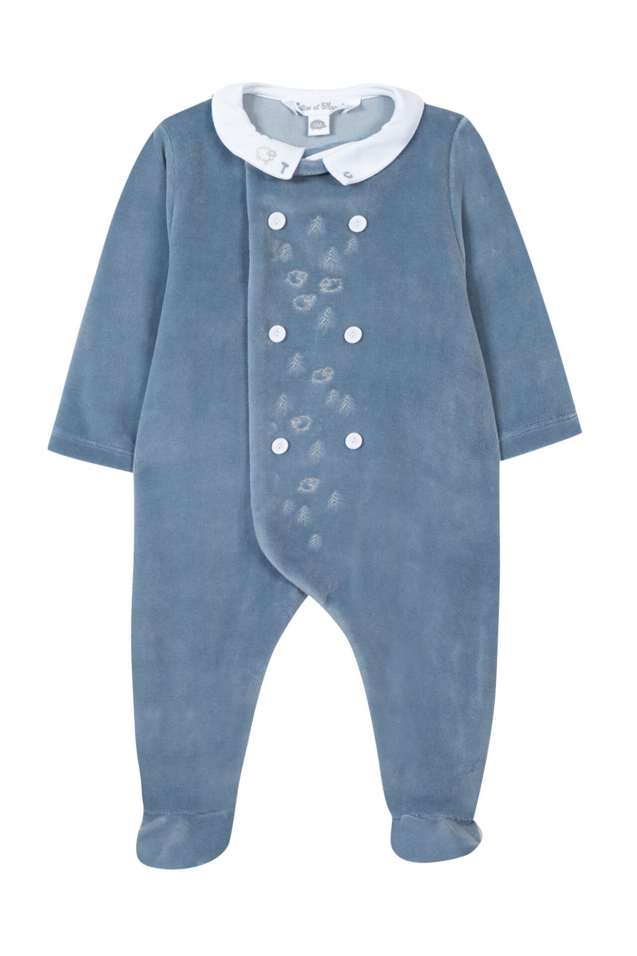 Erkek Bebek Önden Açılan Kadife Tulum