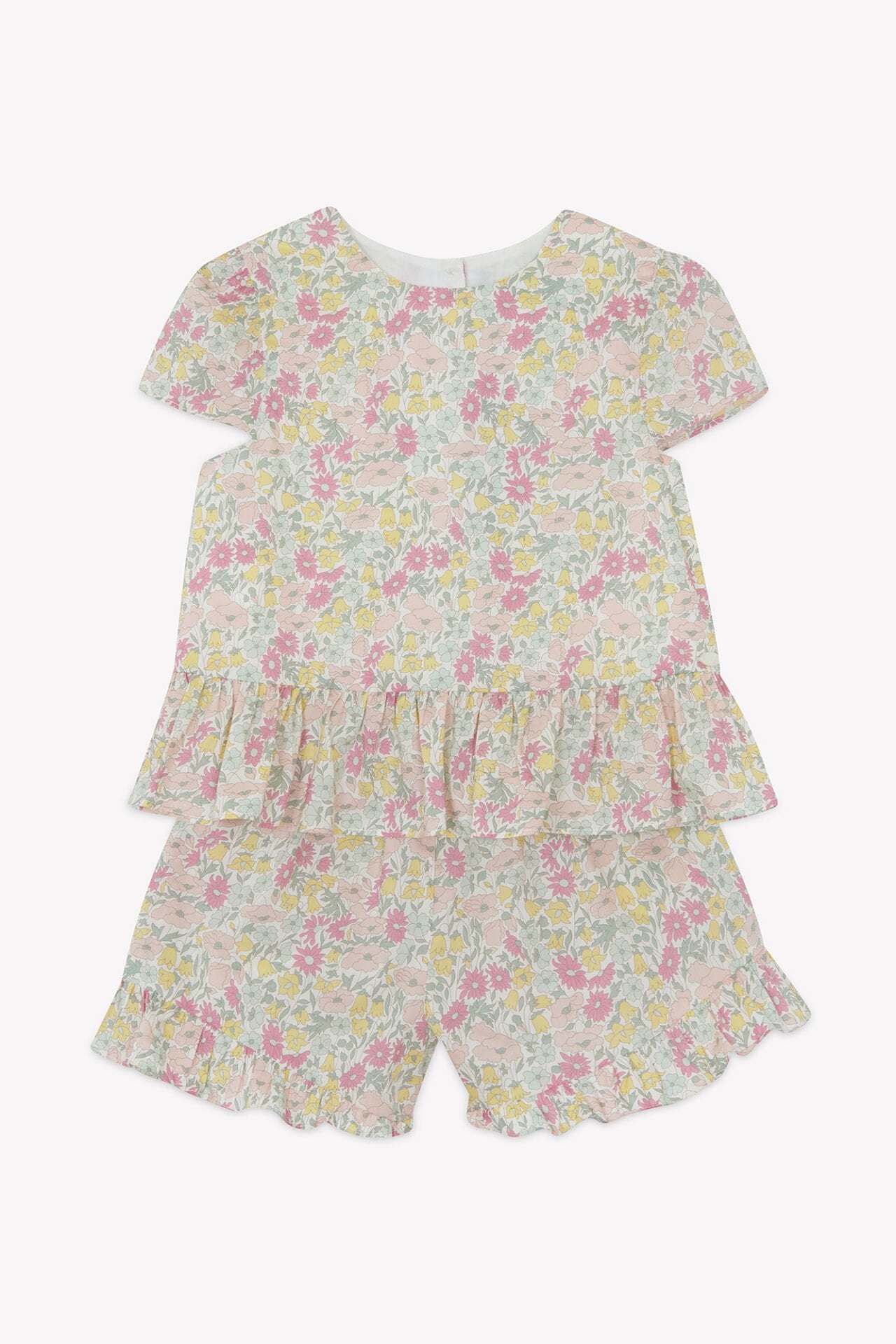 Kız Çocuk Çiçek Desenli Tunik + Şort Set