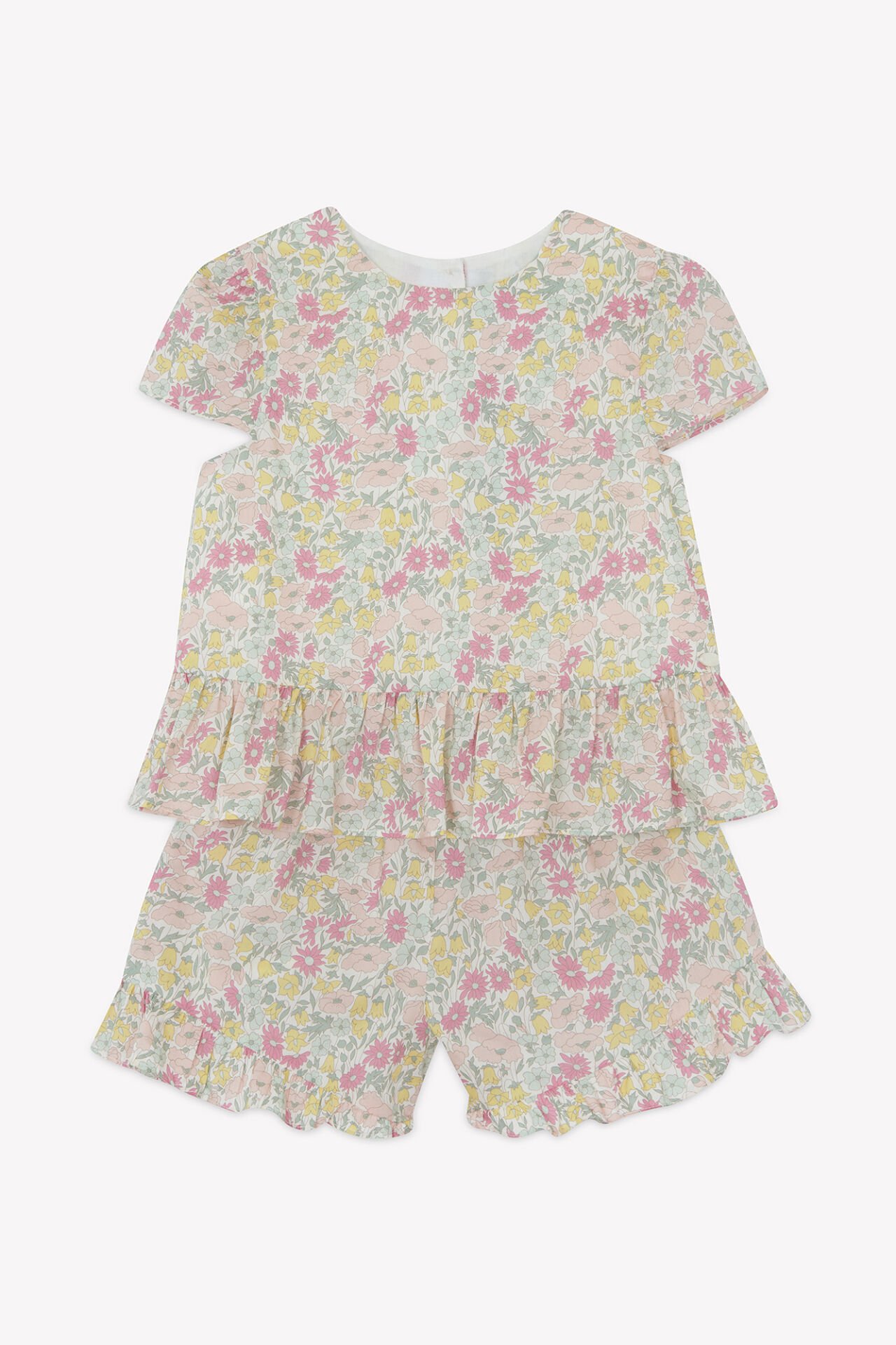 Kız Çocuk Çiçek Desenli Tunik + Şort Set