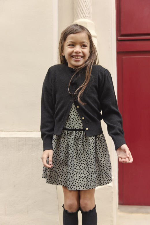 Kız Çocuk Kısa Kollu Puanlı Elbise