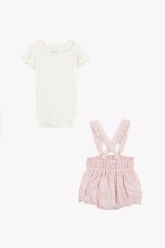 Kız Bebek Body + Askılı Şort Set