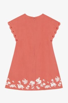 Kız Çocuk Nakış Detaylı Keten Elbise