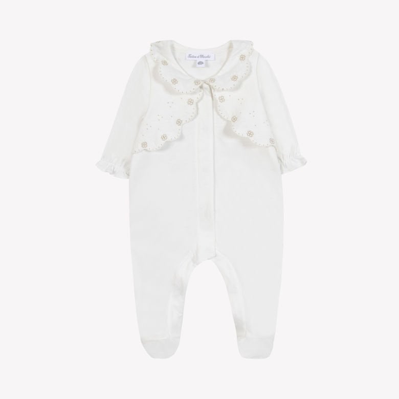 Kız Bebek Nakışlı Coton Tulum